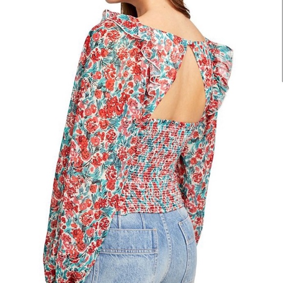 NWT Free People Mabel Print Top Small Pink - Picture 2 of 10